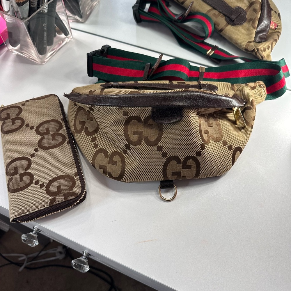 Inspired GG Pattern Belt Bag with Wallet